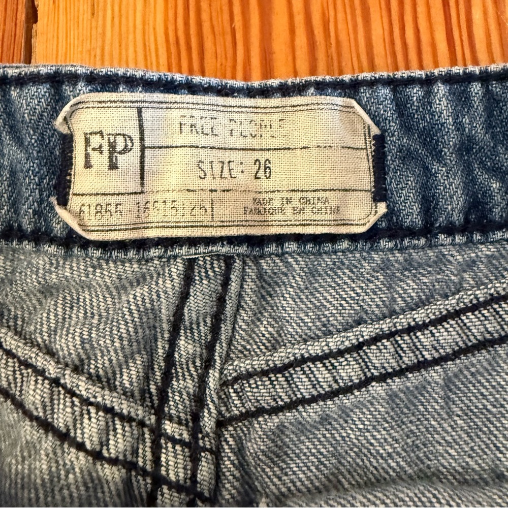 Free People High Rise "Lumineer Sailor Shorts" Denim Size 26 Festival Micro Mini - Picture 4 of 11